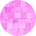 Round Machine Washable Abstract Pink Contemporary Rug, wshcon943pnk
