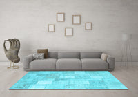 Machine Washable Abstract Light Blue Contemporary Rug, wshcon943lblu