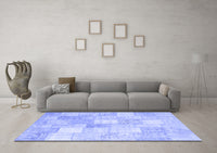 Machine Washable Abstract Blue Contemporary Rug, wshcon943blu