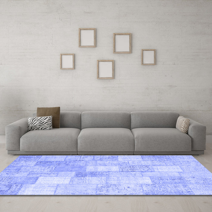 Machine Washable Abstract Blue Contemporary Rug in a Living Room, wshcon943blu