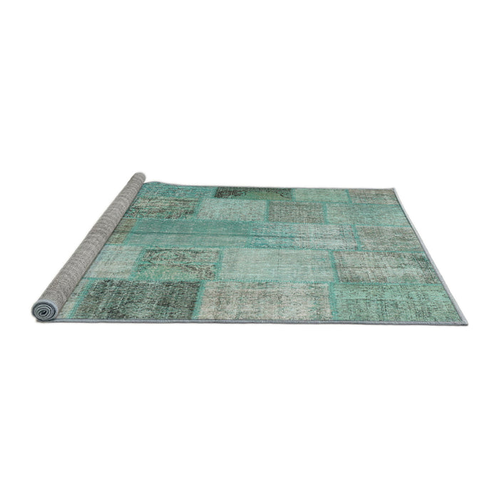 Serging Thickness of Machine Washable Contemporary Tiffany Blue Rug, wshcon944