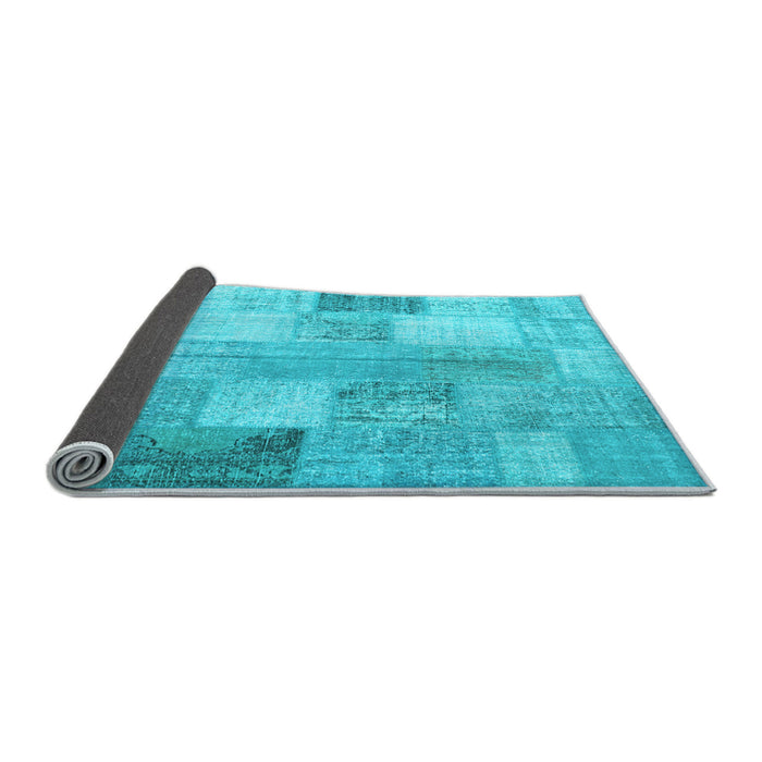 Sideview of Patchwork Light Blue Transitional Rug, con944lblu