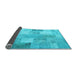 Sideview of Patchwork Light Blue Transitional Rug, con944lblu