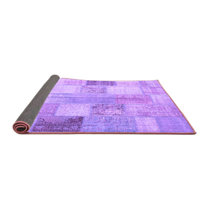 Sideview of Patchwork Purple Transitional Rug, con944pur