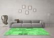 Machine Washable Patchwork Emerald Green Transitional Area Rugs in a Living Room,, wshcon944emgrn