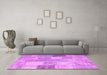 Machine Washable Patchwork Pink Transitional Rug in a Living Room, wshcon944pnk