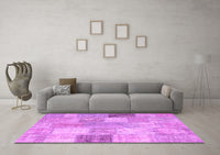 Machine Washable Patchwork Pink Transitional Rug, wshcon944pnk