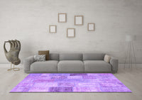 Machine Washable Patchwork Purple Transitional Rug, wshcon944pur