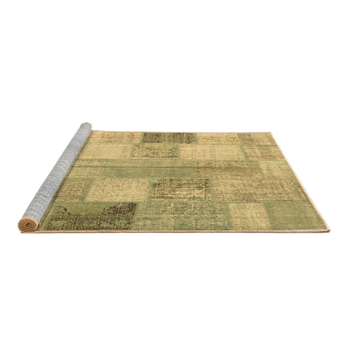 Sideview of Machine Washable Patchwork Brown Transitional Rug, wshcon944brn