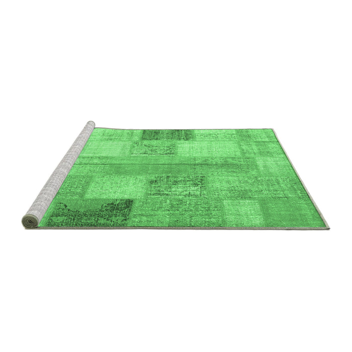 Sideview of Machine Washable Patchwork Emerald Green Transitional Area Rugs, wshcon944emgrn