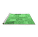 Sideview of Machine Washable Patchwork Emerald Green Transitional Area Rugs, wshcon944emgrn