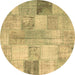 Round Patchwork Brown Transitional Rug, con944brn