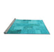 Sideview of Machine Washable Patchwork Light Blue Transitional Rug, wshcon944lblu