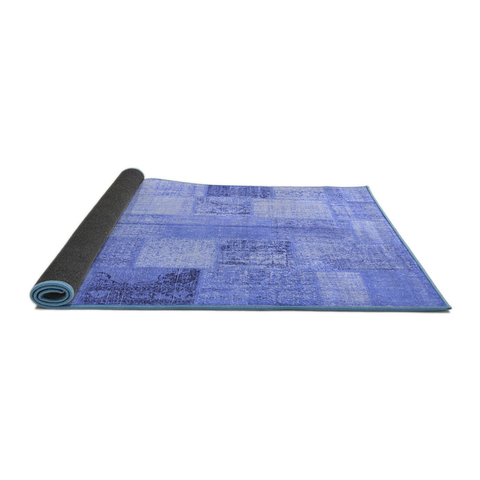 Sideview of Patchwork Blue Transitional Rug, con944blu