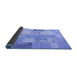 Sideview of Patchwork Blue Transitional Rug, con944blu