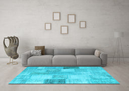 Machine Washable Patchwork Light Blue Transitional Rug in a Living Room, wshcon944lblu