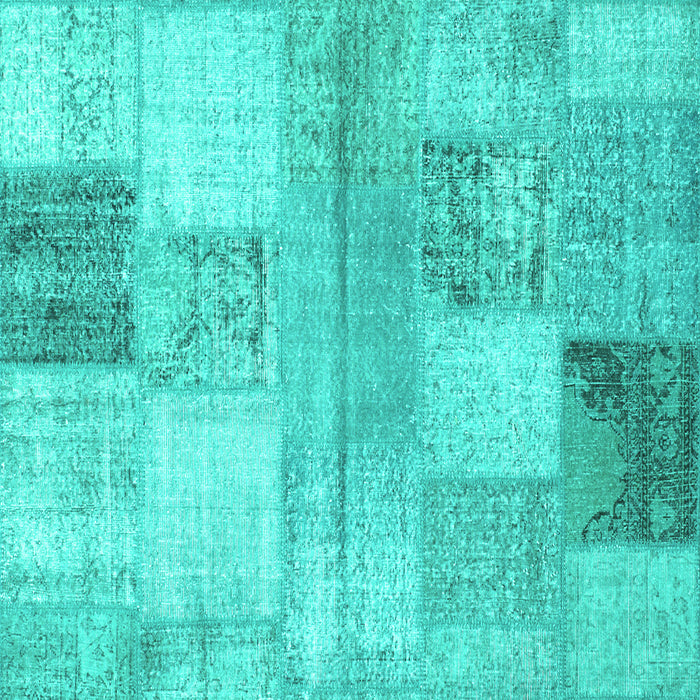 Machine Washable Patchwork Turquoise Transitional Area Rugs, wshcon944turq
