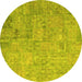 Round Patchwork Yellow Transitional Rug, con945yw