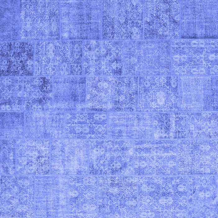Square Machine Washable Patchwork Blue Transitional Rug, wshcon945blu