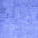 Square Machine Washable Patchwork Blue Transitional Rug, wshcon945blu