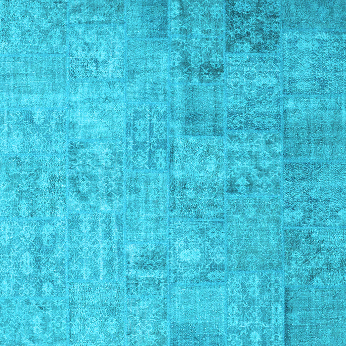 Square Machine Washable Patchwork Light Blue Transitional Rug, wshcon945lblu