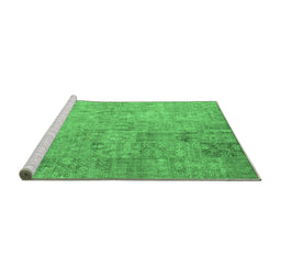 Sideview of Machine Washable Patchwork Emerald Green Transitional Area Rugs, wshcon945emgrn