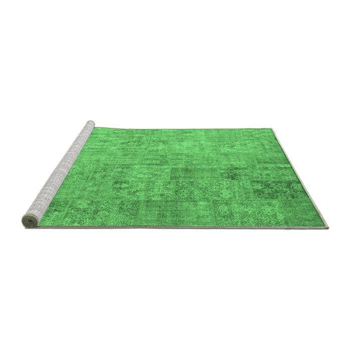 Sideview of Machine Washable Patchwork Emerald Green Transitional Area Rugs, wshcon945emgrn
