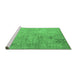 Sideview of Machine Washable Patchwork Emerald Green Transitional Area Rugs, wshcon945emgrn