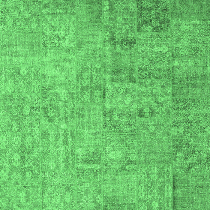 Square Patchwork Emerald Green Transitional Rug, con945emgrn