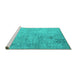 Sideview of Machine Washable Patchwork Turquoise Transitional Area Rugs, wshcon945turq