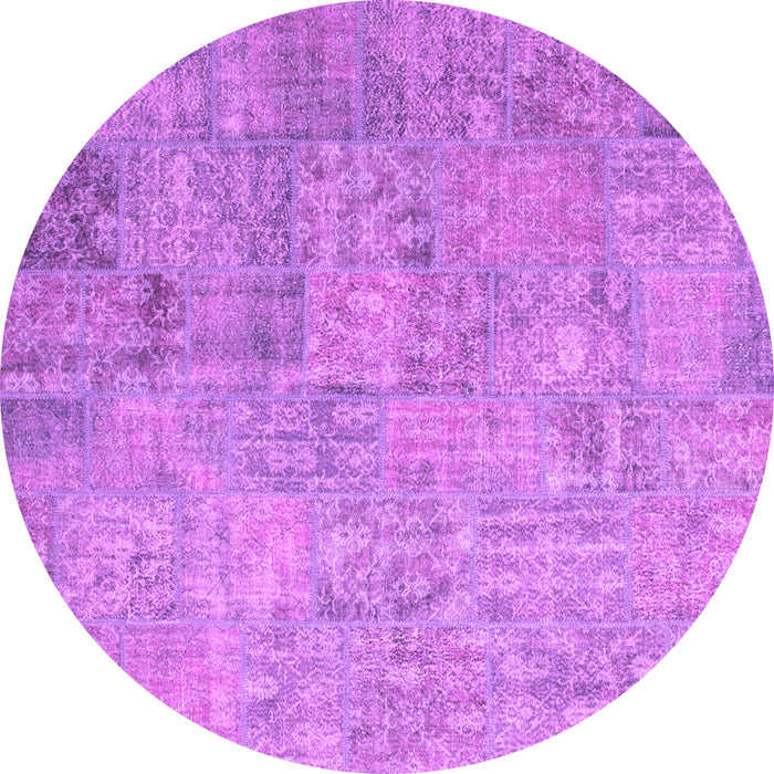 Round Patchwork Pink Transitional Rug, con945pnk