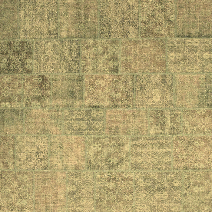 Square Machine Washable Patchwork Brown Transitional Rug, wshcon945brn