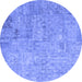 Round Patchwork Blue Transitional Rug, con945blu