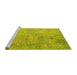 Sideview of Machine Washable Patchwork Yellow Transitional Rug, wshcon945yw