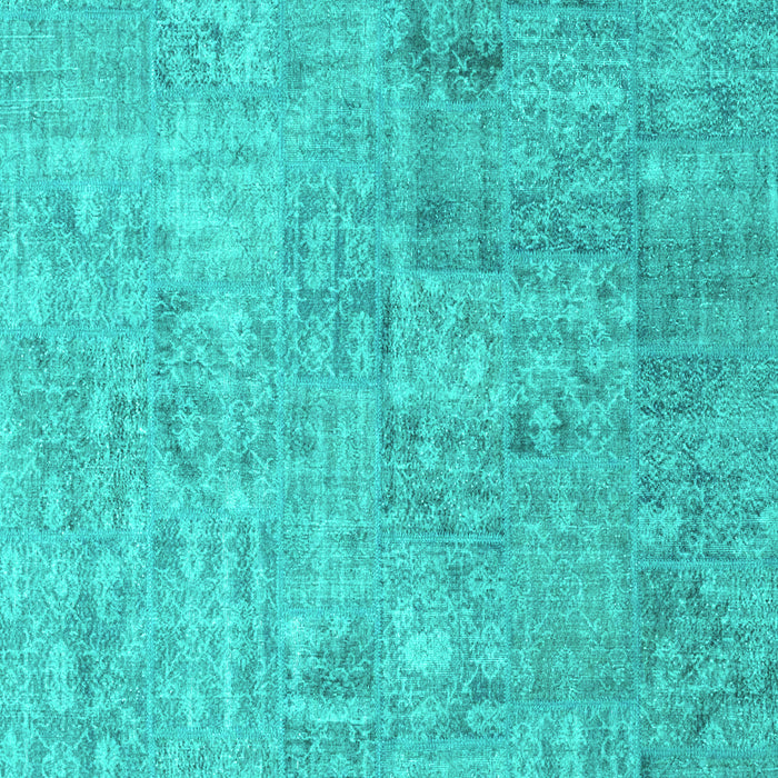 Machine Washable Patchwork Turquoise Transitional Area Rugs, wshcon945turq