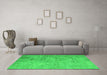 Machine Washable Patchwork Green Transitional Area Rugs in a Living Room,, wshcon945grn