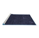 Sideview of Machine Washable Abstract Blue Contemporary Rug, wshcon946blu