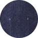 Round Abstract Blue Contemporary Rug, con946blu