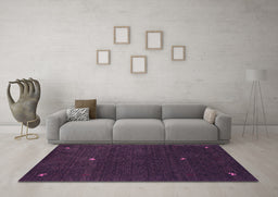 Machine Washable Abstract Purple Contemporary Area Rugs in a Living Room, wshcon946pur
