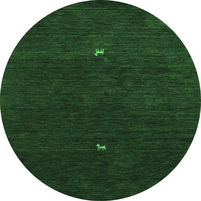 Round Machine Washable Abstract Emerald Green Contemporary Area Rugs, wshcon946emgrn