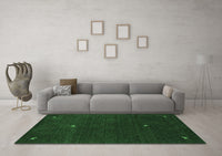 Machine Washable Abstract Emerald Green Contemporary Rug, wshcon946emgrn