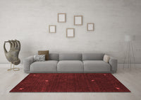 Machine Washable Abstract Red Contemporary Rug, wshcon946red