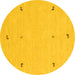 Round Solid Yellow Modern Rug, con947yw