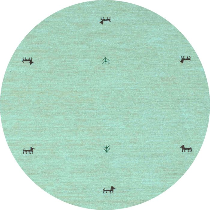 Round Machine Washable Solid Light Blue Modern Rug, wshcon947lblu