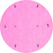 Round Machine Washable Solid Pink Modern Rug, wshcon947pnk