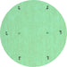 Round Solid Turquoise Modern Rug, con947turq