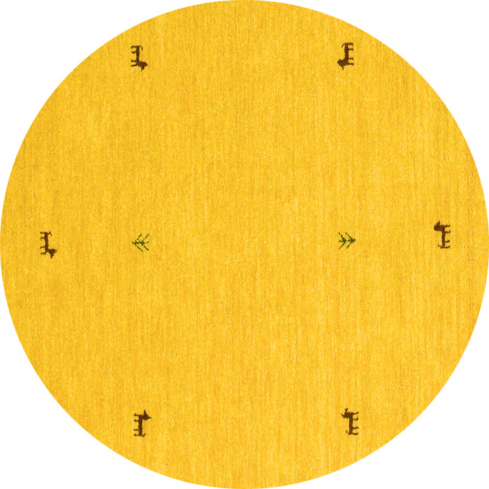 Round Machine Washable Solid Yellow Modern Rug, wshcon947yw