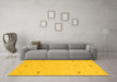 Machine Washable Solid Yellow Modern Rug in a Living Room, wshcon947yw
