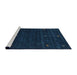 Serging Thickness of Machine Washable Contemporary Deep-Sea Blue Rug, wshcon948