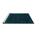 Sideview of Machine Washable Abstract Turquoise Contemporary Area Rugs, wshcon948turq